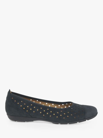 Gabor Women's Nubuck Flat Shoes Night Blue 6005700 53478114 [P]