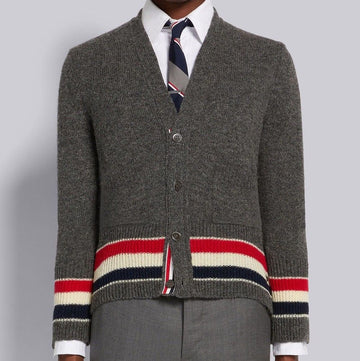 THOM BROWNE ステッチ シェトランド カーディガン 035/ミディアム グレー/3 035/ミディアム グレー/4 30481118