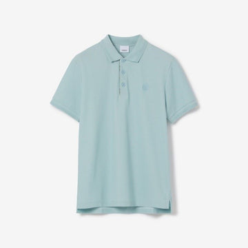 BURBERRY Refurbished Produkt XL Größe Herren Monogramm Motiv Baumwoll Polo Shirt Duck Egg Blue 80654041 52725245