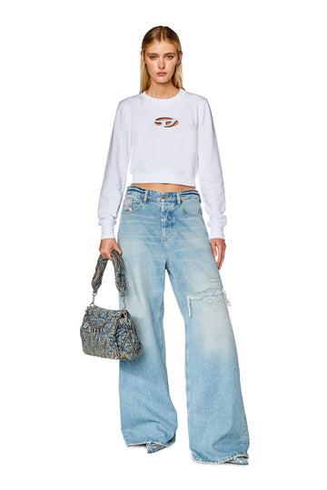 DIESEL [リファーブ商品] サイズXXS ロゴカットアウトクロップスウェットシャツ ホワイト A099310GRAC 59932738