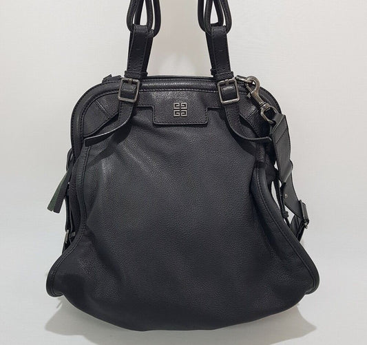 GIVENCHY ブラックレザートートショルダーバッグ 55457363