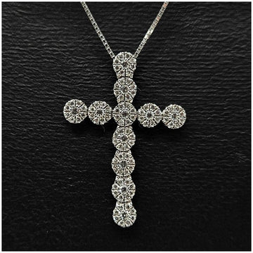 Damiani Crystal White Gold Cross Necklace 80723013 56030357
