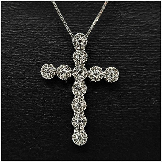 Damiani Crystal White Gold Cross Necklace 80723013 56030357