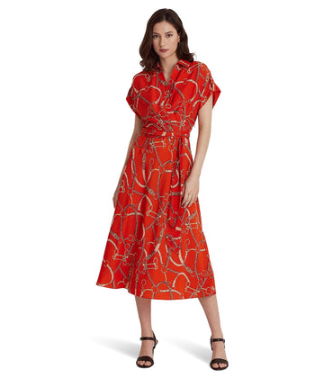 LAUREN RALPH LAUREN [Refurbished Produkt] Größe US4 Gürtelkrepp Kleid 72740528