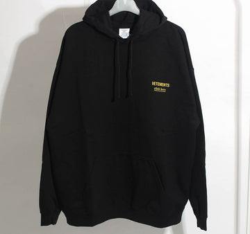 VETEMENTS Oversized Click Here Hoodie Schwarz 22FW 34766130