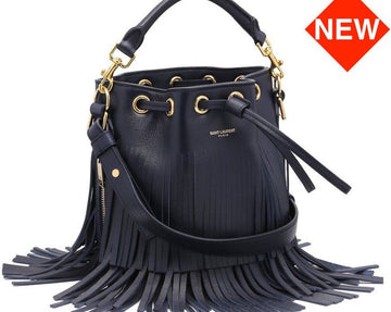 Saint Laurent Emmanuel Fringe Bucket Bag Deep Blue 357603 BOO0J 4147 30480345