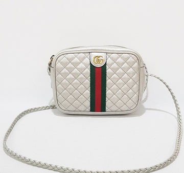 GUCCI オフィディア メタリック シルバー キルティング クロスバッグ 60574136