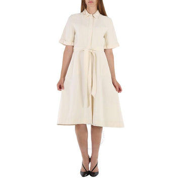 BURBERRY Strukturiertes Kleid mit kurzen Ärmeln in Off-White UK4 96152911