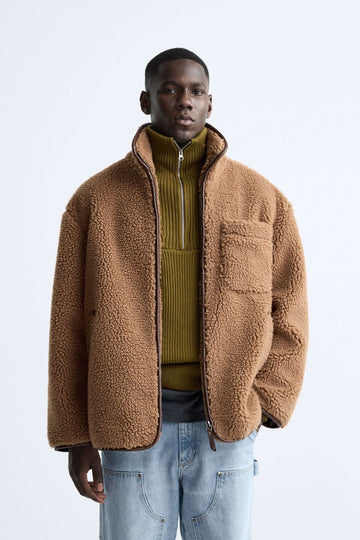 ZARA フォックスシアリングジャケット FAUX SHEARLING JACKET 296151725 60776070