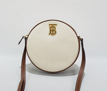BURBERRY Logo Canvas Leder Louis Écru Tan 66328341