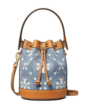 TORY BURCH Mini Monogram Denim Bucket Bag 119834371