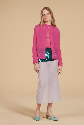 Zara Refurbished Wool Blend Open Knit Cardigan Pink Limited Edition S 78966361