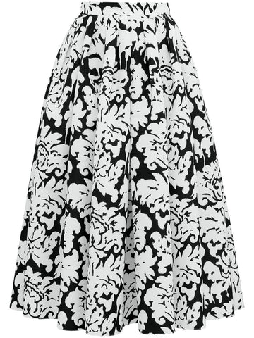 ALEXANDER MCQUEEN プレーティングミディスカート ブラック IT40 77612790