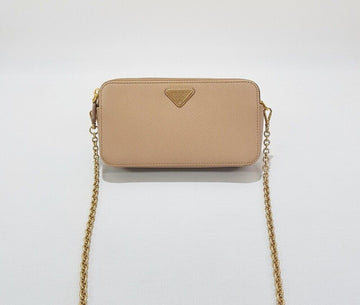 PRADA ダブルジッパー サフィアーノ チェーン クロスバッグ 78153247
