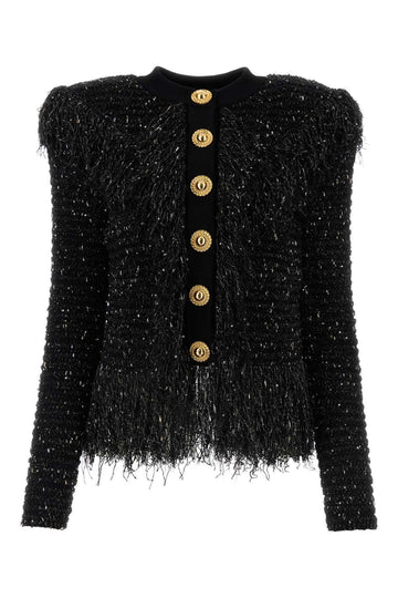 BALMAIN 女性用ニットカーディガン ブラック FR38 121088680