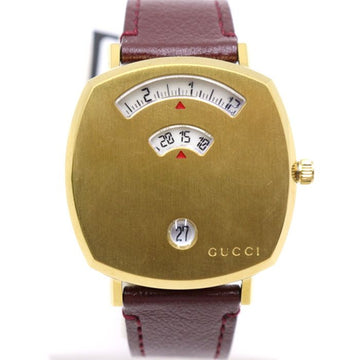 Gucci GRIP Gold Quartz 35mm Leather Band Unisex Watch 38568 152888487