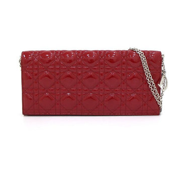Dior Red Patent Cannage Long Evening Clutch Bag with Silver Chain Crossbody aa41722 152893269