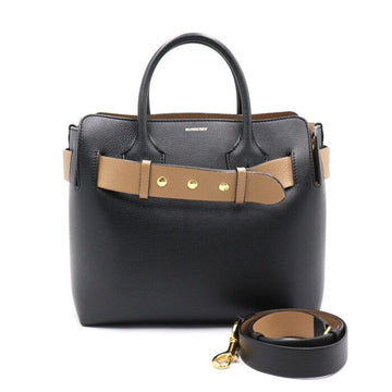 BURBERRY ブラックレザーとブラウンカラーのベルトバッグトートバッグ兼ショルダーバッグ 8009564 152893224