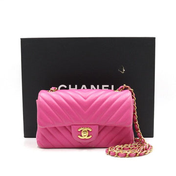 CHANEL Neue Mini Chevron Klassische Klapp Goldene Ketten Schultertasche und Umhängetasche A69900 152893409