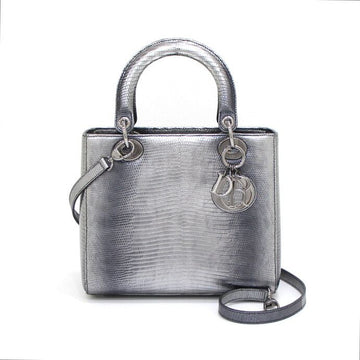 DIOR メタリックシルバー ミディアムトートバッグ兼ショルダーバッグ aa40048 152893311