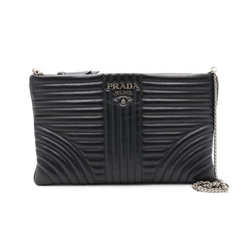 Prada Soft Calf Leather Diagram Clutch with Silver Chain Shoulder Bag Crossbody AA39471 152893861