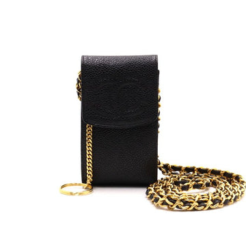 CHANEL Timeless CC Kaviar Kalbsleder Vintage Handyhülle Goldene Kette Umhängetasche aa38709 152894227