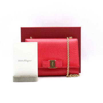 Salvatore Ferragamo Red Saffiano Ginny Mini Gold Chain Crossbody Bag 22 B558 152894335