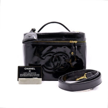 CHANEL Vintage Schwarz Lack Timeless CC Vanity Damen Top Handle Tote Bag Handtasche aa38330 152893892