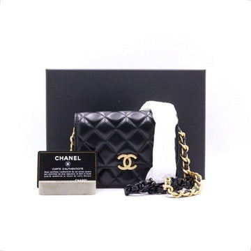 CHANEL Black Lambskin Gold-tone CC Flap Women's Shoulder Bag and Crossbody Bag AP2733 152893668
