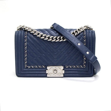 CHANEL Boy Blue Kalbsleder Medium Flap Schultertasche A67086 152893656