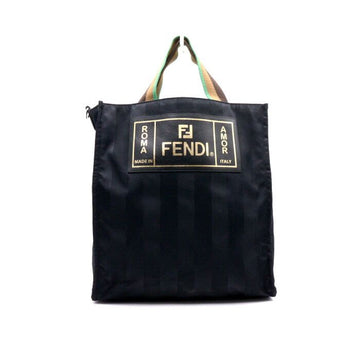 Fendi Black FF Logo Roma Stripe Shopper Tote Bag 7VA454 152893889