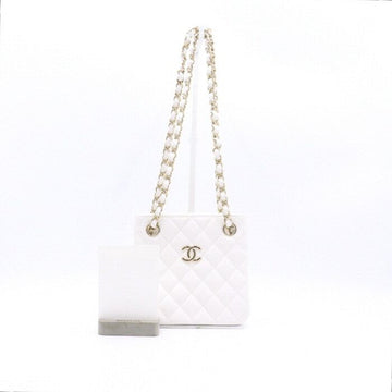 CHANEL ミニバケットバッグ 23シーズンクラシックキャビアホワイト ゴールドチェーンショルダーバッグ AA32089 152894362