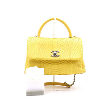 CHANEL パイソン ココハンド ヴィンテージシルバー ミディアム トートバッグ チェーンショルダーバッグ A93051 152894050