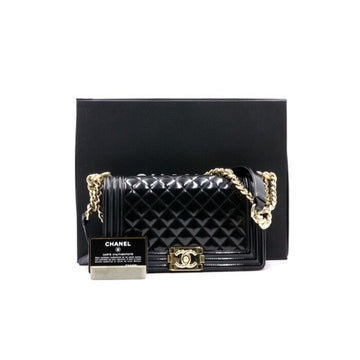 CHANEL ボーイシャネル ミディアムカーフスキン ブラック 光沢 シャンパンゴールド チェーン ショルダーバッグ A67086 152894607