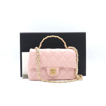 CHANEL ピンク シャイニー ラムスキン キルティング フラップ トートバッグ クロスボディ aa31263 152894145