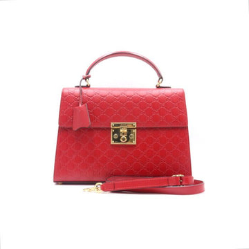 GUCCI レッド シグネチャー ミディアム パドロック トートバッグ 53280710