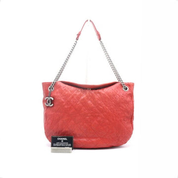 CHANEL Limited Edition Red Caviar Quilted Hobo Silver Chain Shoulder Bag aa30064 152894640