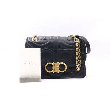 Salvatore Ferragamo Black Gancini Quilted Logo Gold Chain Shoulder Bag Crossbody 21 H168 AA28804 152894664