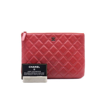 CHANEL Red Lambskin Classic CC Logo Small Pouch Clutch Bag 28554 152894228