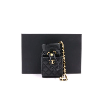 CHANEL Schwarze Lammleder Mini Square Bucket Goldkettenschultertasche Crossbody 0055 152894049