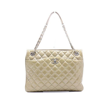 CHANEL Accordion Patent Quilted Shopper Silver Chain Shoulder Bag aa26493 152895186