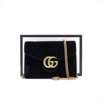 Gucci GG Marmont Matelassé Velvet Mini Shoulder Bag with Gold Chain 474575 152894645