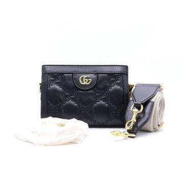 GUCCI 702228 Schultertasche mit Kette in Schwarz GG-Emblem aus Matelassé Mini Gold 152894622