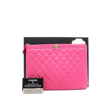 CHANEL Boy Medium Clutch Bag A80571 Pink Lambskin 152894548