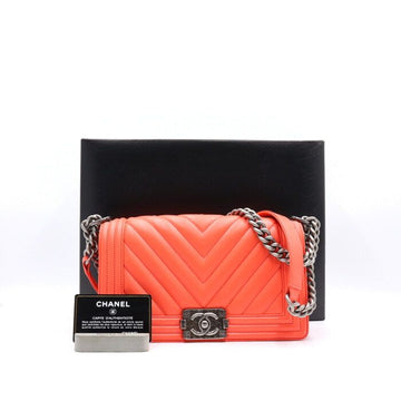 CHANEL Boy Medium Flap Silver Chain Shoulder Bag A67086 152895302