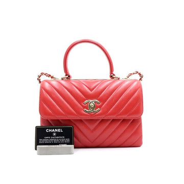 CHANEL レッド シェブロン ラムスキン トレンディCC スモール ゴールドチェーン ショルダーバッグ 兼 クロスバッグ A92236 152894614