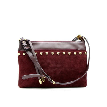 SALVATORE FERRAGAMO 21 G830 メタルロゴ スウェード レザー ジッパー ショルダーバッグ兼クロスボディバッグ aa16769 152894599