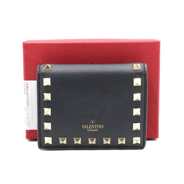 Valentino Black Leather Garavani Rockstud In-Pocket Flap Wallet 40009 152895227