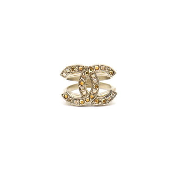 CHANEL Crystal CC Logo Ring Size 12 21 Season AB6204 152895629