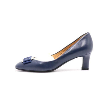 Salvatore Ferragamo Blue Leather Silver Square Pumps Women Shoes 35276 152897650